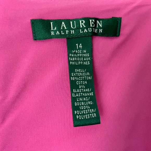 Lauren Ralph Lauren Pink Cotton Shift  Career Dress Sz 14 - Picture 7 of 16